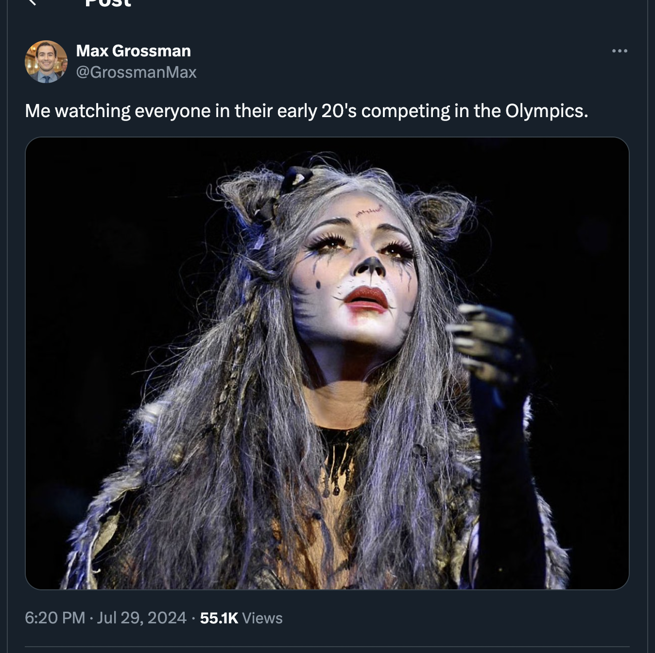 nicole scherzinger cats broadway - Max Grossman Me watching everyone in their early 20's competing in the Olympics. Views